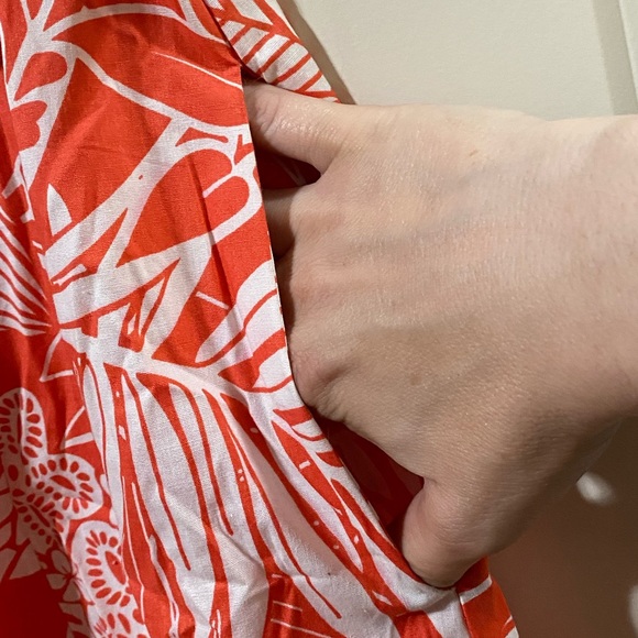 New York RB Collection Coral Orange Floral Dress 6 - Picture 10 of 12